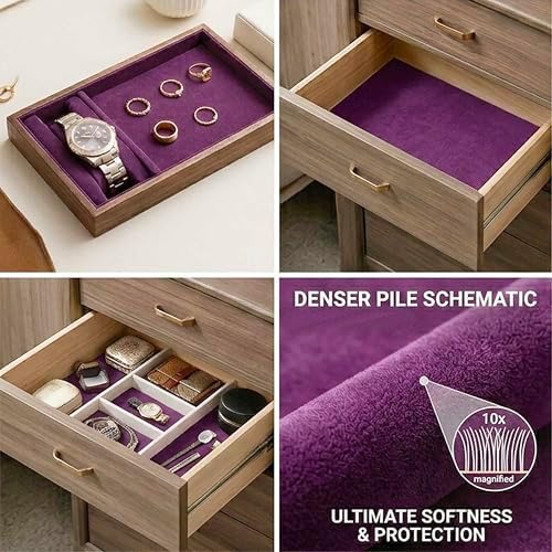 Dark Purple Large Size Self Adhesive Soft Velvet Drawer Liner DIY Fabric Felt - Image 2