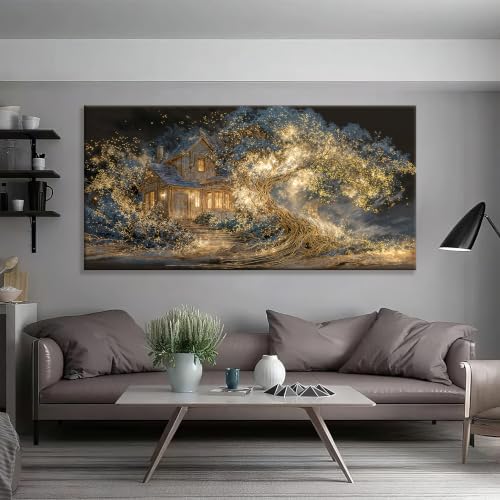 Large Glowing Gold Tree vintage Canvas Wall Art - Image 6