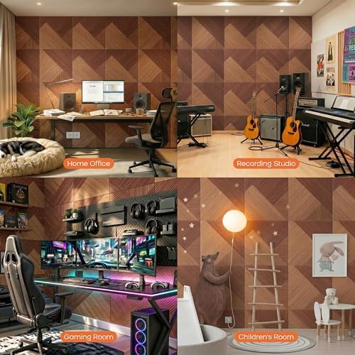 BUBOS 6-Pack Acoustic Panels, Wood Grain Sound Absorbing Panels - Image 6