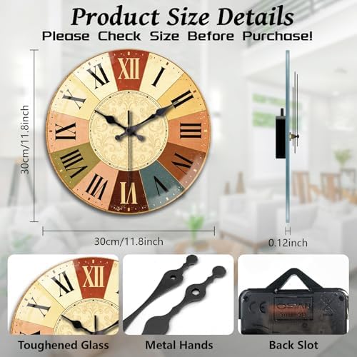 peacoblue Vintage Wheel Wall Clocks Battery Operated - Image 2