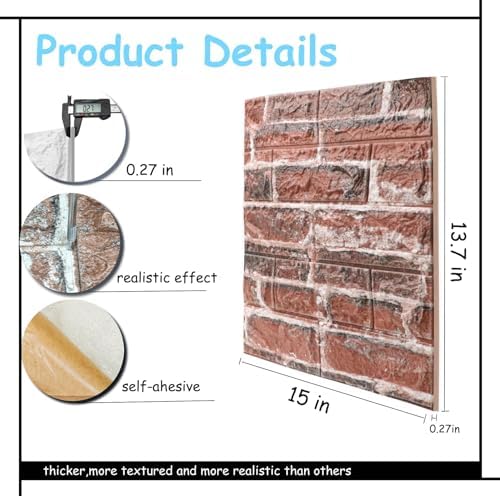 3D Faux Brick Wall Panels, Peel and Stick, XPE Foam - Image 2