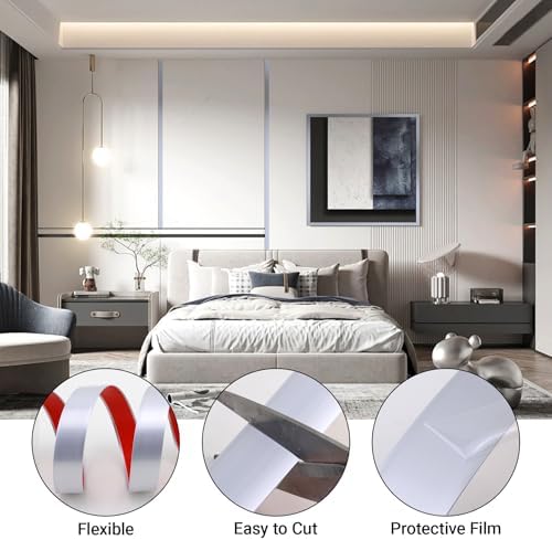 Gaahing 196.8" x 1.5" Brushed Silver Molding & Wall Trim, Flexible Peel and - Image 6