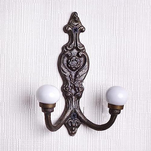 Indian Shelf 1 Piece White Ceramic Double Wall Hooks by IndianShelf