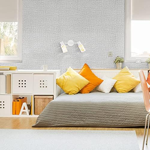 Grey Grasscloth Peel and Stick Wallpaper Fabric Paper 17.7in x 393in - Image 2