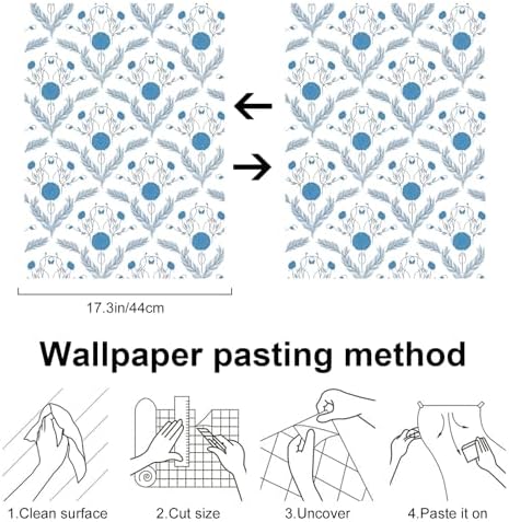 Vintage Floral Wallpaper Blue, Botanical Removable Peel and Stick Wallpaper - Image 6