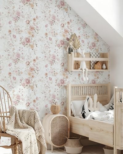 Pink Floral Peel and Stick Wallpaper Rose - Image 3