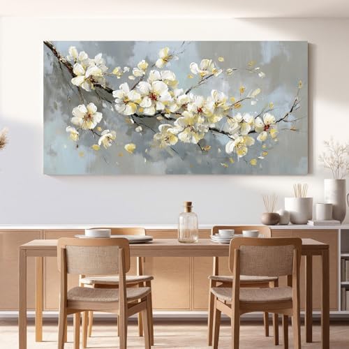 YISXINOAG Beige Flower Floral Wall Art Modern Painting Canvas Print 29"X58" - Image 5