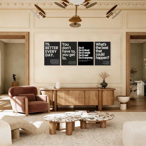 Unframed Set of 4 Motivational Quote Poster Inspirational Canvas Wall Art - Image 4