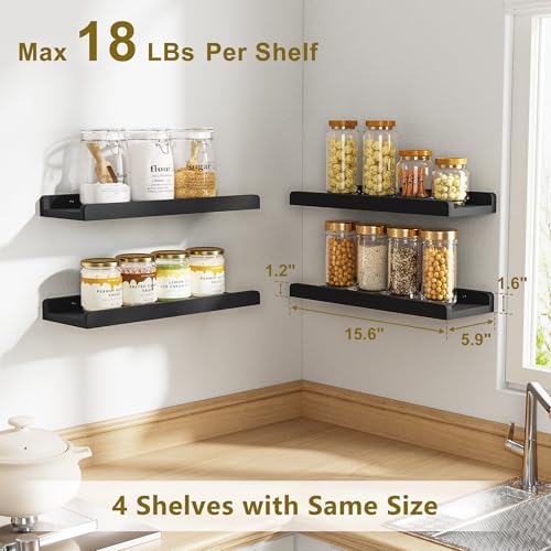 Love-KANKEI 15.6" Black Floating Wall Shelves - Image 3