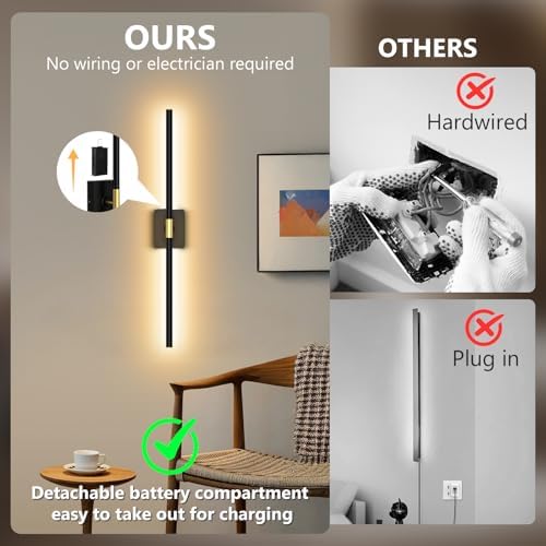Eneru Battery Operated Wall Sconce, Rechargeable Wireless Light 1 Pack 4CCT - Image 6