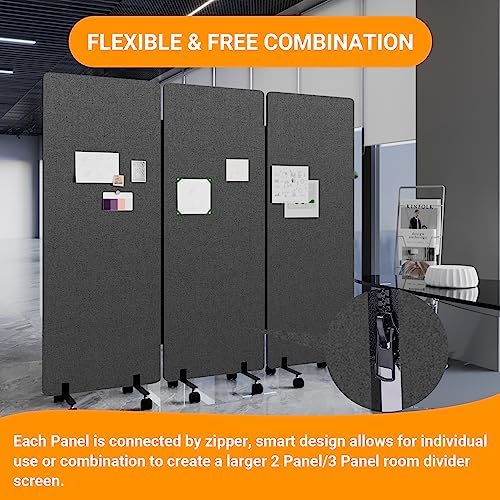 66in 3 Panel+3 Panel Soundproof Room Divider, Acoustic Office Divider - Image 6