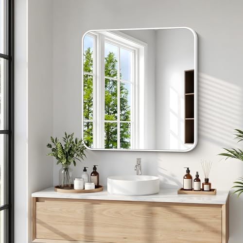 BONEWEI White Bathroom Mirror, 24x24 inch Wall Mirror - Image 2