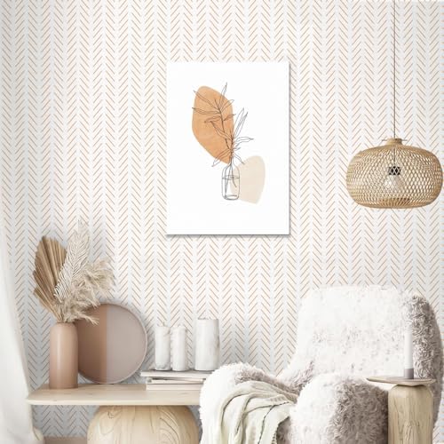 Erfoni Yellow White Peel and Stick Wallpaper Modern Herringbone Wallpaper - Image 5