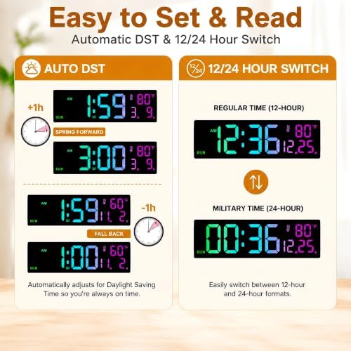 Soobest 14.2 Inch Digital Wall Clock - Image 7