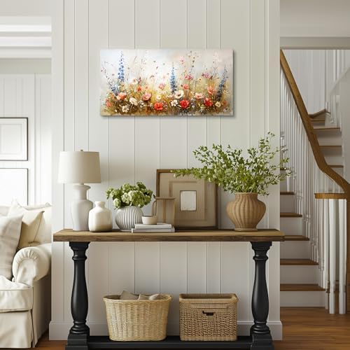 SERIMINO Rustic Floral Wall Art, Wildflower Botanical Canvas Art 20X40 Inch - Image 2