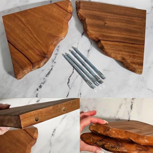 Solid Reclaimed Camphor Wood Corner Floating Shelf*2, Wall Mounted - Image 6