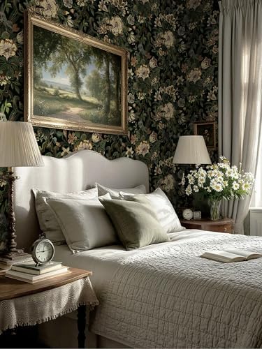 Dimoon 17.3"x393" Dark Wallpaper Peel and Stick Moody Vintage Victorian Floral - Image 7