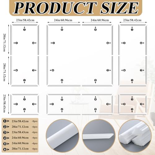 Pangda 3set Peel and Stick Wall Molding Kit 3D Premade, 23x56in+48x56in - Image 2