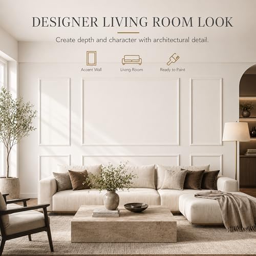 Pre-Cut Wall Molding Kit: Ready to Assemble Paintable Wainscoting Panels - Image 2