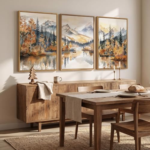 Framed Mountain Forest Landscape Wall Art - Image 2