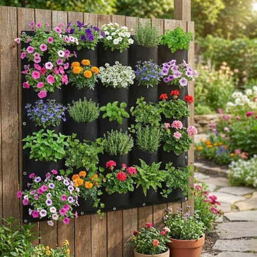 WFIST Vertical Hanging Planter Bag, Breathable Felt Wall Garden Planter - Image 4