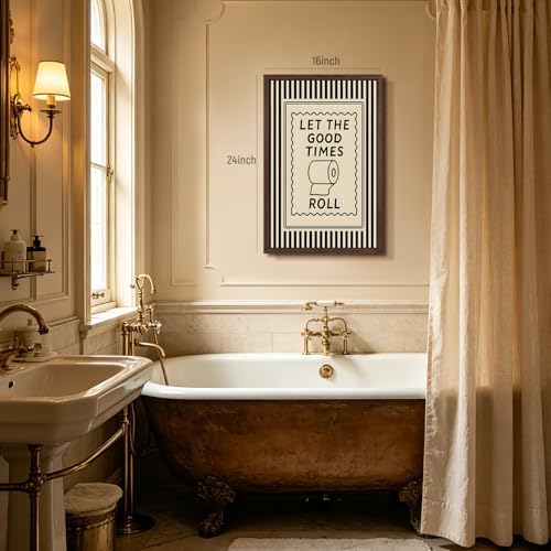 Cyebmo Funny Bathroom Wall Art, Let The Good Times Roll Toilet Paper Wall Decor - Image 5