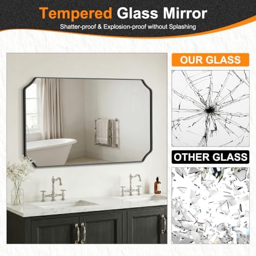 Delma Bathroom Vanity Mirror, Scalloped Round Corner Wall Mirror, - Image 6