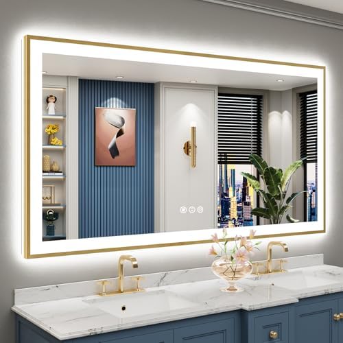68x36 Gold LED Bathroom Mirror by Awandee