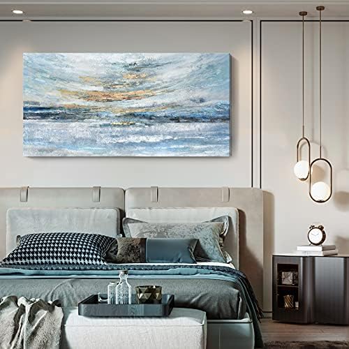 Extra Large Framed Wall Art for Living Room Light Blue Huge Canvas Print Modern - Image 5