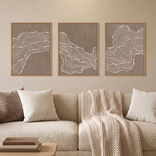 BICERE Abstract White Wave Framed Canvas Wall Art, Modern Minimalism Wall Decor by Unknown