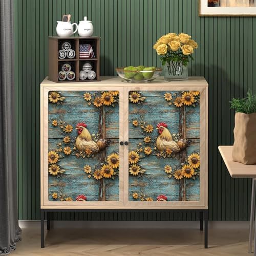 Sunflowers Rooster Wallpaper Peel and Stick 17.3"x197" Self Adhesive Thick - Image 2