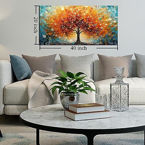 Zoyotago Large Canvas Wall Art Orange Yellow Tree Picture Modern Canvas Prints - Image 6