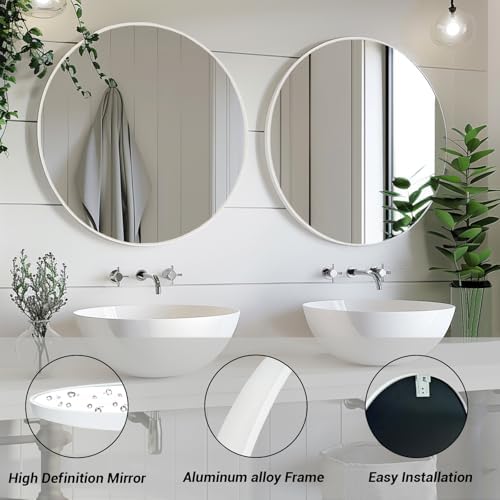 Sunniry White Bathroom Mirror 30 inch, 2 Pack Wall Mirror, Matte Metal Frame - Image 2