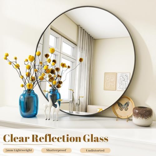 VooBang Large Black Round Bathroom Mirror 48" - Image 4