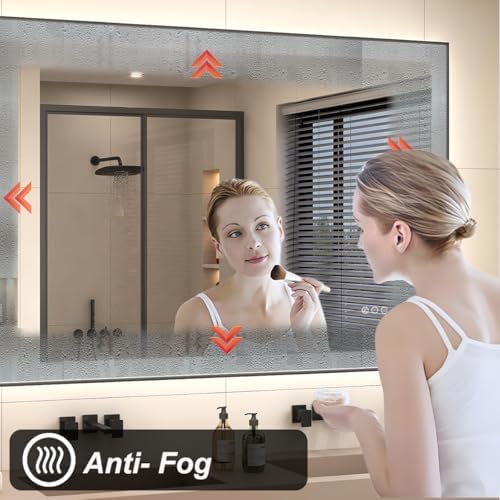 SMIROR 40x38 Black Framed LED Lighted Bathroom Vanity Mirror - Image 3