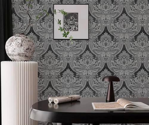 Blooming Wall Damasks Flocking Embossed Textured Wallpaper Roll - Image 3
