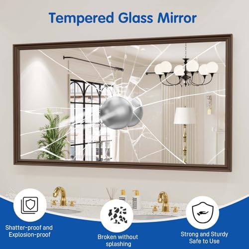 WEER Brown Bathroom Vanity Mirror 55x30 Inch - Image 4