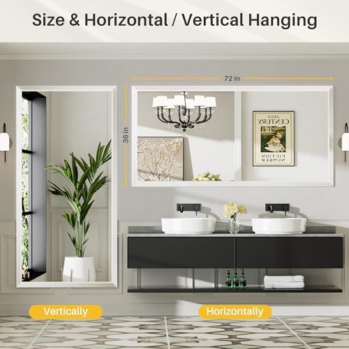 Briivue Bathroom Wall Mirror, 72x36 Inch - Image 5