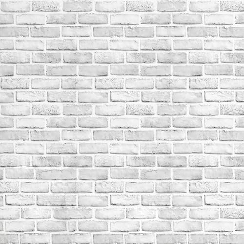 Hopeak White Brick Wallpaper Self-Adhesive Peel and Stick Wallpaper Waterproof by Hopeak