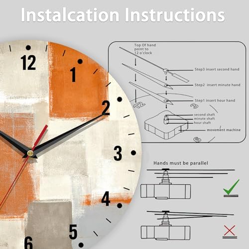 SPUNKER Clocks for Living Room, Abstract Painting Round Clock Silent - Image 5