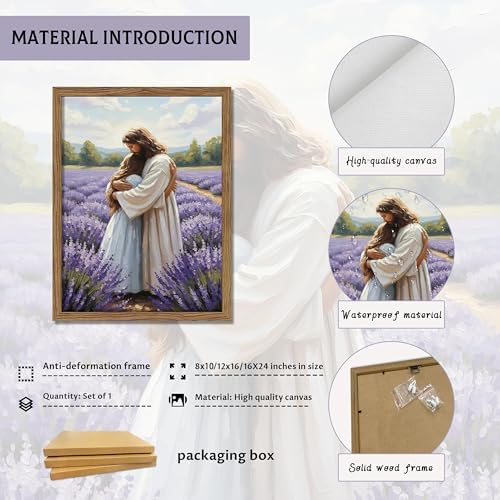 Framed Christian Wall Art Jesus Embracing Woman, Religion Christian Wall Decor - Image 5