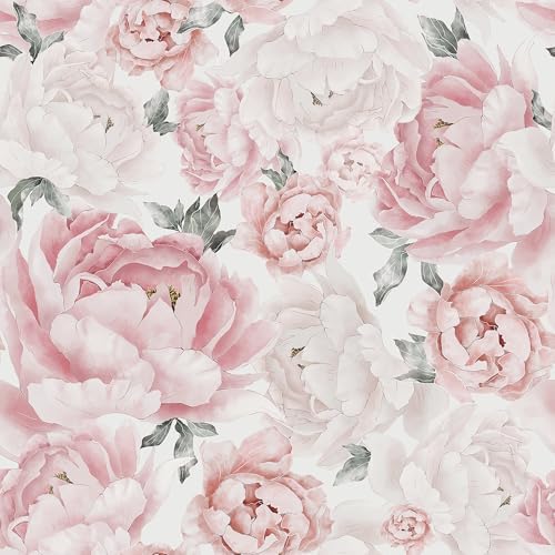 Safiyya Pink Floral Wallpaper Peel and Stick Removable Self Adhesive Wall Paper by SAFIYYA
