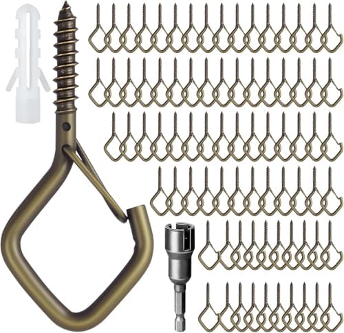 2.36IN Ceiling Screw Hooks for Hanging Plants, Safety Buckle by Ticway