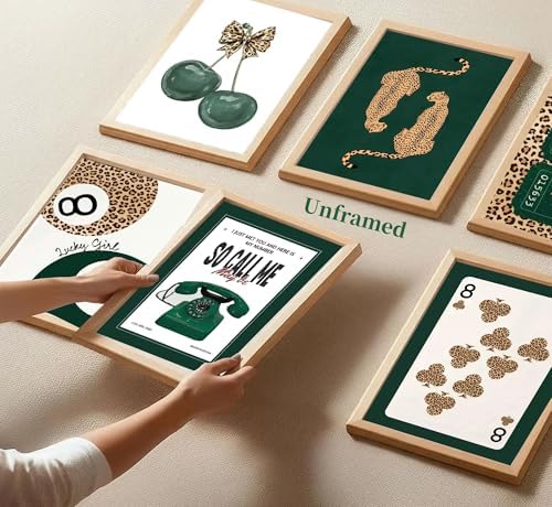 HHB 6Pcs Trendy Green Leopard Canvas Wall Art Unframed 8x10in - Image 3