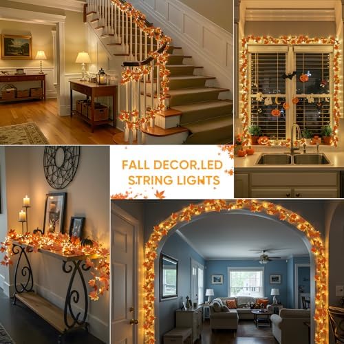suddus 33FT 100 LED Maple Leaf String Lights Battery Operated Copper Wire - Image 4