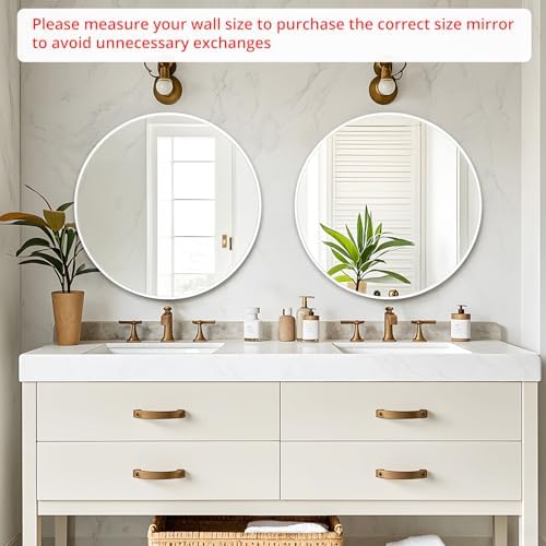 White Round Mirror 20 Inch, Wall Circle Mirror - Image 2
