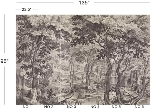 Vintage Monochrome Forest River Landscape Peel and Stick Wallpaper - Image 5