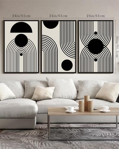 Drsoum Large 24x36in Black and White Abstract Framed Wall Art Decor Duotone - Image 2