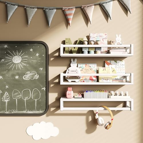 3 Pack 24 Inch Solid Wood Floating Shelves, Nursery Bookshelf - Image 3