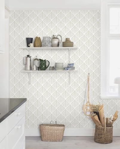 Heroad Boho Peel and Stick Wallpaper Beige Renter Friendly Wall Paper Peel and - Image 5